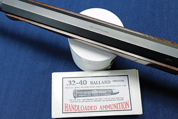 The Stevens 44 was re-barreled by CPA. It has the late Paul Shuttleworth’s name stamped on the barrel and was engraved by the late Ken Burklow.